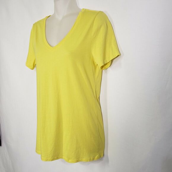 Ann Taylor Loft Womens T Shirt Small Yellow Live Love Short Sleeve V Neck Modal - Picture 5 of 8
